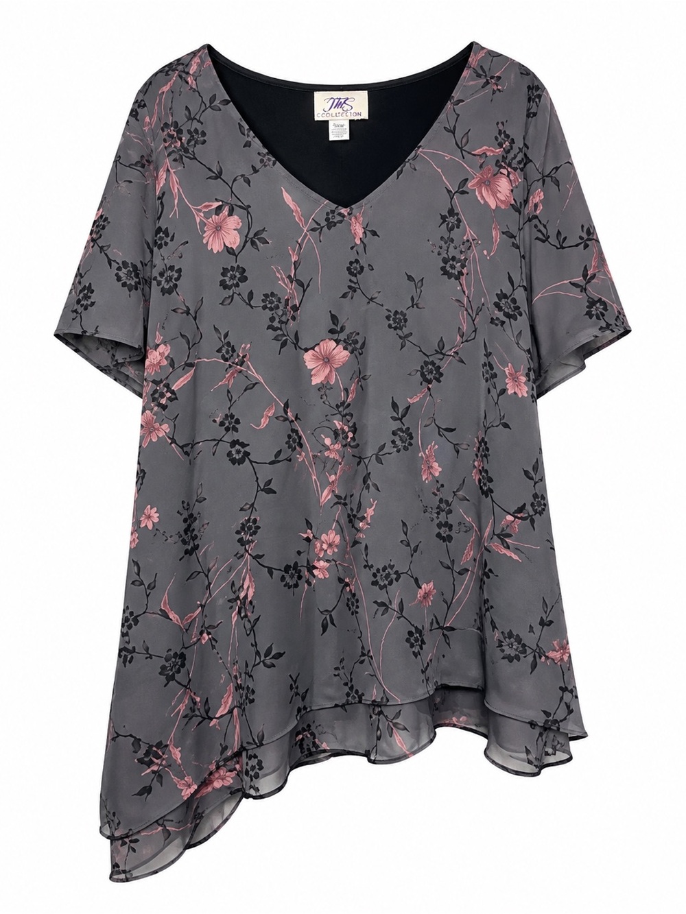 Vintage JMS Collection Just My Size 32W Floral Layered Tunic Blouse Plus Size